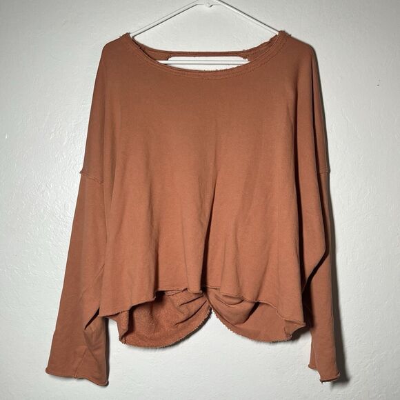Aerie Twist Knot Back Sweater Size Small Salmon Pink Terry Cloth Oversized - Picture 1 of 10